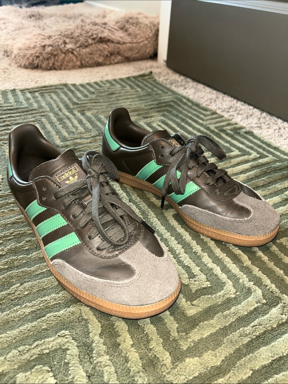 Adidas Men’s Green & Brown Samba-Inspired Leather Sneakers